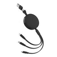 Câble de charge et de données rétractable 5-en-1 à charge rapide 6A USB et Type-C vers Micro USB, Type-C et Lightning pour téléphone et ordinateur portable