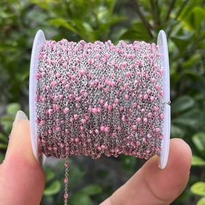 NUOVO Catenina a <span class=keywords><strong>Rosario</strong></span> Personalizzabile in Acciaio Inossidabile con Perline a Sfera Smaltate Glitterate e Catenina Piatta a Cavo, Vendita all'Ingrosso in Rotoli - Product Image 5