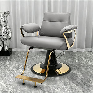 Fauteuil de barbier hydraulique noir, mobilier de salon, fauteuil en cuir PU, base ronde, repose-pieds pliable - Product Image 5