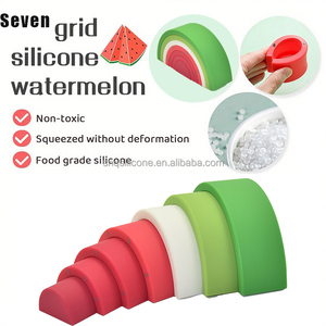 Juguetes apilables de silicona con forma de sandía para educación temprana, venta al por mayor, bajo MOQ, mordedores suaves para bebés sin BPA - Product Image 4