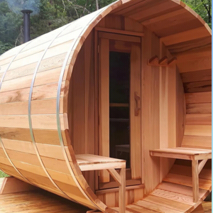 2〜6人用ソリッドウッドレッドシダー環境にやさしいサウナスチームルーム屋外サウナバレル - Product Image 1