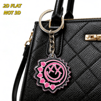 Porte-clés Rose Grunge Smile, Smiley XX-Eye audacieux avec design flèche et engrenage, Breloque en acrylique transparent pour clés, sacs, sacs à dos