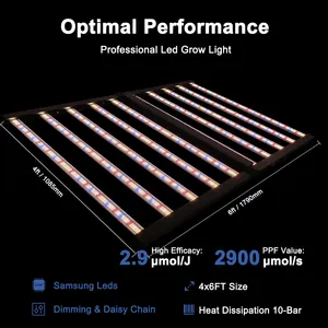 SLTMAKS 8x6FT 1000W Red Blue Foldable Dimmable 10 Bar Led Grow Light Full Spectrum For Indoor Greenhouse Medical Plant