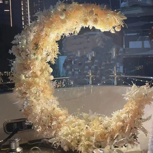 Arche de fleurs artificielles en soie en gros, arche de fleurs demi-lune rose, décoration de mariage avec fleurs fraîches - Product Image 4