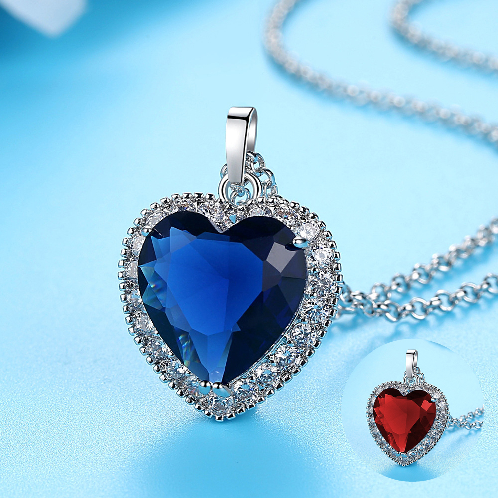 necklace crystal red satin
