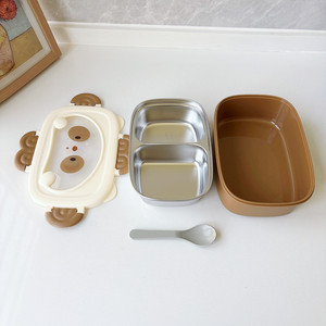 Boîte à lunch en acier inoxydable avec couverts, boîte bento compartimentée, boîte à lunch isotherme et chauffante à double couche - Product Image 4