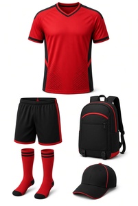Blue Soccer Jersey Kit With Shorts <b>Socks</b> Backpack And Cap V Neck Short Sleeve Unisex Adult Uniform - Product Image 4