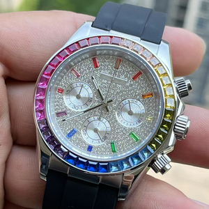 Montre mécanique lumineuse avec boîtier en acier inoxydable de 39,5 mm, verre saphir, cadran en diamant, mouvement mécanique, bracelet de 22 mm, affichage à aiguilles CHARM - Product Image 3
