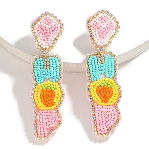 Ohrringe Frauen Luxus Farbe Perlen hand gefertigte Hasen-inspirierte baumeln Ohrringe für Ostern, Frühling und festliche Anlässe und Party - Product Image 4