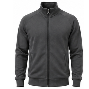 Custom Printed Casual Solid Sports <b>Track</b> <b>Jacket</b> <b>Men</b> Full Zip Stand Collar Fleece Training Wear Athletic Team Uniform OEM - Product Image 1