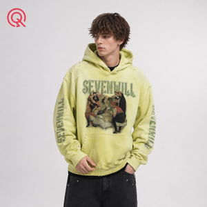 Felpa con Cappuccio OEM da Uomo Stile Streetwear, Effetto Sbiadito, Stampa DTG, Lavaggio Vintage, Strappata <span class=keywords><strong>e</strong></span> Invecchiata - Product Image 1