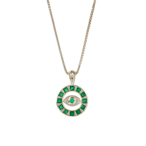 Collar Redondo <span class=keywords><strong>Hamsa</strong></span> de Gemnel con Iolita o Ónix Verde, Amuleto de Protección, Chapado en Oro, Ajustable, Joyería Simbólica de Plata 925 - Product Image 6