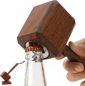 RTS De Madeira cerveja legal Thor Hammer Abridor De Garrafas com Base Magnética para a Festa Home Decor