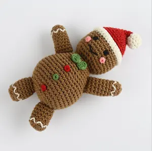 Wholesales Organic Cotton Crochet Santa Character Christmas Gift Toy For Kids Handmade Stuffed SnowmanとトナカイToys