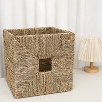 Panier de rangement moderne carré pliable en corde de papier naturel tressé, écologique, pour étagères, décoration et rangement de la maison et du bureau
