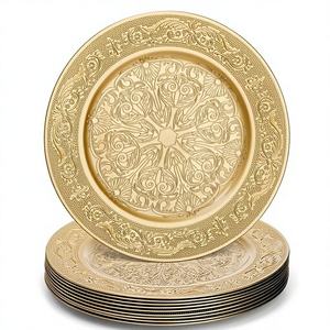 จานรองอาหารสแตนเลสลายดอกไม้ทันสมัย 100 ชิ้น เป็นมิตรกับสิ่งแวดล้อม ปลอดสารพิษ สำหรับจัดโต๊ะงานแต่งงานแบบคลาสสิก - Product Image 1