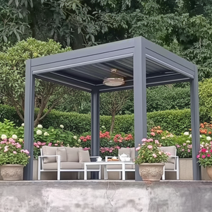 Pérgola Motorizada con Techo de Láminas Ajustables y Diseño Impermeable para Uso en Exteriores, Pérgola Eléctrica, Gazebo - Product Image 1