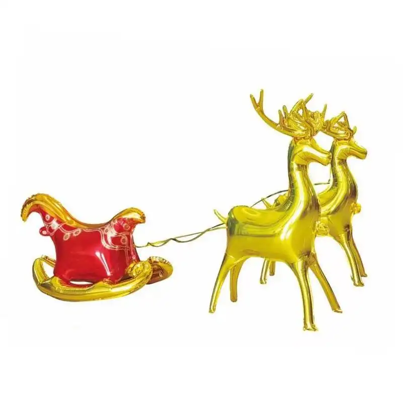 China Distributor Wholesale New Inflatable Party Decoration Elk Sleigh Set Stand Alone Christmas Foil Balloons