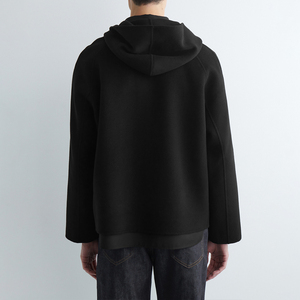 KingSen Custom High Quality Men's Wool Blend <b>Zip</b> Up <b>Hooded</b> Jacket Loose Fit Raglan Sleeve Patch Pocket Casual Winter Coat OEM - Product Image 5