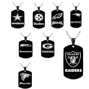 Free shipping Pendant and Charms Stainless steel Necklace Customer Design America Football Accessories 32 team