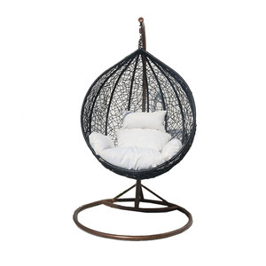 Fauteuil suspendu en forme d'œuf de grande taille avec support en acier, construction résistante aux intempéries, en rotin tressé, pour usage extérieur ou chambre à coucher - Vente en gros - Product Image 2