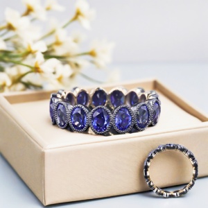 3.5X4.5MM ovale coupe laboratoire bleu saphir lunette alliance 2025 nouveau Design femmes anneaux ovale bleu saphir Vintage bandes - Product Image 1