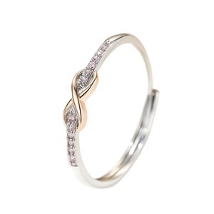 Anillo Abierto de Zirconia con Nudo Infinito, Anillo de Dos Tonos con Forma de 8 de la Suerte para Parejas, Regalo para <span class=keywords><strong>Novia</strong></span>, Joyería Diaria - Product Image 4