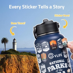 CVLIFE Botella de Agua con Aislamiento a Prueba de Fugas, Pegatinas Impermeables para Parques Nacionales, Acero Inoxidable 304, Color Azul, 63 Unidades - Product Image 3