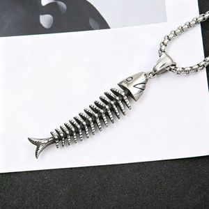 Yunnique-collar de espina de pescado para hombre, colgante de esqueleto de acero inoxidable, joyería de diseño geométrico para hombre - Product Image 2
