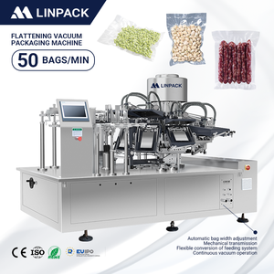 Machine d'emballage automatique rotative continue <span class=keywords><strong>sous</strong></span> <span class=keywords><strong>vide</strong></span> LINPACK pour sachets préformés, idéale pour les saucisses et les noix - Product Image 1