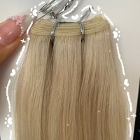 Cheveux Bruts En Gros Russe 100% Remy Vigin Peau Humaine Cheveux Blonde Couleur Invisible Génie Trame Extensions De Cheveux