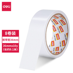 Cinta adhesiva de doble cara Deli de 36 mm x 10 yardas, 8 rollos, cinta adhesiva para papelería - Product Image 1