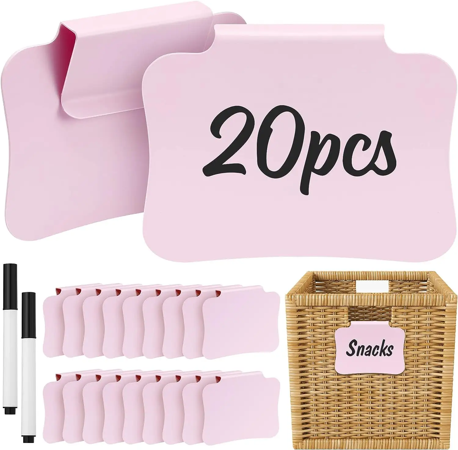 Porta etichette con Clip rosa cestino Clip per contenitori in plastica rimovibili per cestini portaoggetti etichette per lavagna con Clip per contenitori appesi