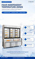 Réfrigérateur commercial à double affichage de température pour fonds profonds, idéal pour restaurants, hot-pots et stockage de légumes