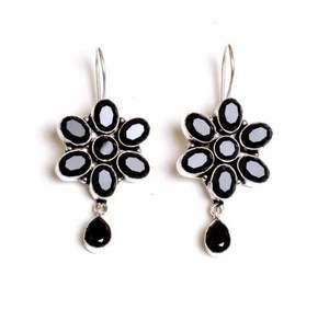 Oxidized Silver Plated <b>Black</b> Gemstone <b>Earrings</b> <b>for</b> <b>Women</b> Gift <b>for</b> her - Product Image 1