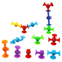 Ensemble de jouets anti-stress en silicone multicolores avec ventouses amusantes, blocs de construction à ventouses, jouets à ventouses pour enfants