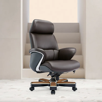 Chaise de bureau de directeur en cuir PU marron avec chaise design haut de gamme chaise de bureau de direction à dossier haut en cuir
