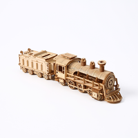 Rompecabezas 3D de Madera al por Mayor, Tren de Vapor, Modelo de Locomotora Vintage para Ensamblar