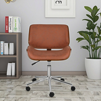 Chaise de bureau moderne en bois courbé, chaise de bureau pivotante rembourrée en velours, chaise de travail réglable en hauteur en contreplaqué courbé avec base chromée