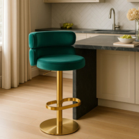 Chaise de bar pivotante réglable en acier inoxydable de luxe avec dossier rotatif - Utilisation commerciale moderne pour salle à manger, salon, maison, hôtel