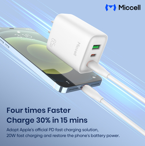 Chargeurs de <span class=keywords><strong>téléphone</strong></span> Miccell en gros 65W, chargeur mural 3-en-1 avec ports de charge rapide USB-A et Type-C pour les utilisateurs de téléphones, tablettes et ordinateurs portables - Product Image 2