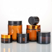 Nouveau produit : Pot en verre ambré pour crème cosmétique avec couvercle noir, disponible en 5g, 10g, 15g, 20g, 30g, 50g, 60g, 100g, 150g, 250g