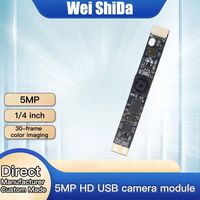 Module de caméra USB 5MP pour la sécurité et la vision embarquée, CMOS 1/4 ", 2592*1944 30fps, 65 °   FOV, UVC, carte ultra-mince 60*8mm