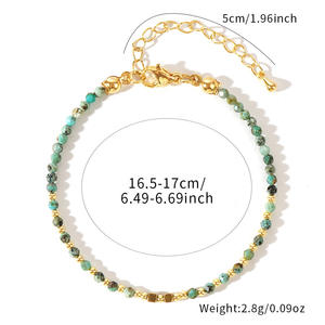 กำไลข้อมือดีไซน์ใหม่สวยหรูหราประดับด้วยหินธรรมชาติ แฟชั่นกำไลประดับด้วยหินกึ่งมีค่าและลูกปัดทองสำหรับผู้หญิง - Product Image 4