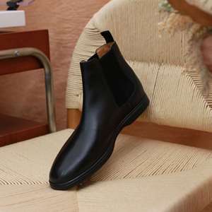 Bottes Chelsea montantes pour hommes, style britannique, bout carré, rehaussantes, décontractées et habillées, respirantes et antidérapantes - Product Image 3