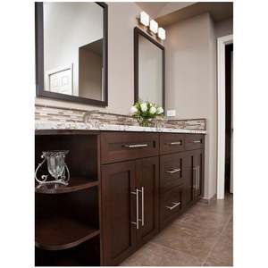 Meubles de salle de bain en bois modernes, meuble de salle de bain à double vasque, armoire de salle de bain étanche - Product Image 2