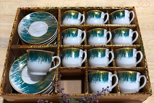 Giá rẻ đầy màu sắc Arabic Bộ trà của 12/24 cái 90CC gốm cốc cà phê và chiếc đĩa đặt - Product Image 6