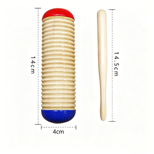 Série d'instruments de percussion Orff en gros : Guiro en bois, jouet musical pour enfants, jouet en bois, tube à sable rouge et bleu - Product Image 1