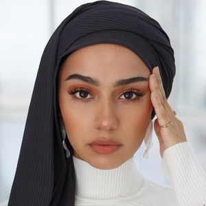 Latest Fashion Comfortable Breathable Women Scarf 4 Ways Stretch Culture Hijab High Quality Ribbed Jersey Hijab - Product Image 6