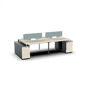 Four-Person Staff Computer Desk Wood Modern Working Table For Home Office